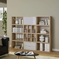 Fredriks Regal Concept V - Eiche Dekor / Hochglanz Weiß -BÜROMÖBEL Verkaufsgeschäft regal concept v eiche dekor hochglanz weiss 1993910