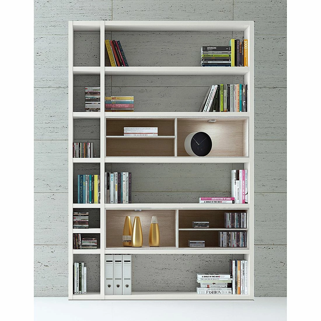 Loftscape Regal Emporior I - Weiß / Eiche Sonoma Dekor - Mit Beleuchtung 4 Loftscape Regal Emporior I - Weiß / Eiche Sonoma Dekor - Mit Beleuchtung – Bild 2