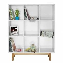 Mørteens Regal Lindholm III - Weiß/Eiche massiv -BÜROMÖBEL Verkaufsgeschäft regal lindholm iii weiss eiche massiv 1229546