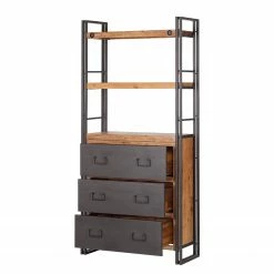 Ars manufacti Regal Manchester VI - Akazie teilmassiv / Metall - Akazie / Anthrazit -BÜROMÖBEL Verkaufsgeschäft regal manchester vi anthrazit akazie dekor 4877252