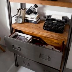 Ars manufacti Regal Manchester VI - Akazie teilmassiv / Metall - Akazie / Anthrazit -BÜROMÖBEL Verkaufsgeschäft regal manchester vi anthrazit akazie dekor 4877256