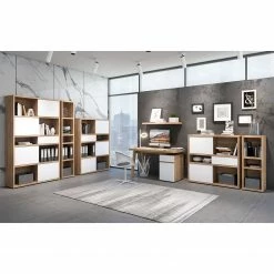 Fredriks Regal Rya II - Balkeneiche Dekor - Höhe: 113 cm -BÜROMÖBEL Verkaufsgeschäft regal rya i hochglanz weiss 113 cm 5235780