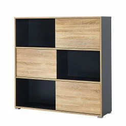 Germania Schiebetürenregal Mingle II - Anthrazit/Eiche Sonoma Dekor -BÜROMÖBEL Verkaufsgeschäft schiebetuerenregal mingle ii anthrazit eiche sonoma dekor 5029412