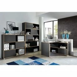 Germania Schiebetürenregal Mingle II - Anthrazit/Eiche Sonoma Dekor -BÜROMÖBEL Verkaufsgeschäft schiebetuerenregal mingle ii anthrazit eiche sonoma dekor 5029436