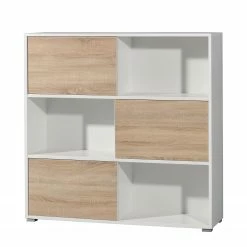 Germania Schiebetürenregal Mingle II - Weiß/Eiche Sonoma Dekor -BÜROMÖBEL Verkaufsgeschäft schiebetuerenregal mingle ii weiss eiche sonoma dekor 5029176