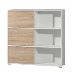 Germania Schiebetürenregal Mingle II - Weiß/Eiche Sonoma Dekor -BÜROMÖBEL Verkaufsgeschäft schiebetuerenregal mingle ii weiss eiche sonoma dekor 5029180
