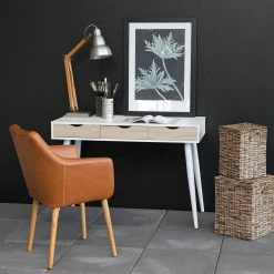 Mørteens Schreibtisch Dingus - Weiß / Eiche -BÜROMÖBEL Verkaufsgeschäft schreibtisch dingus weiss eiche furnier 4065808