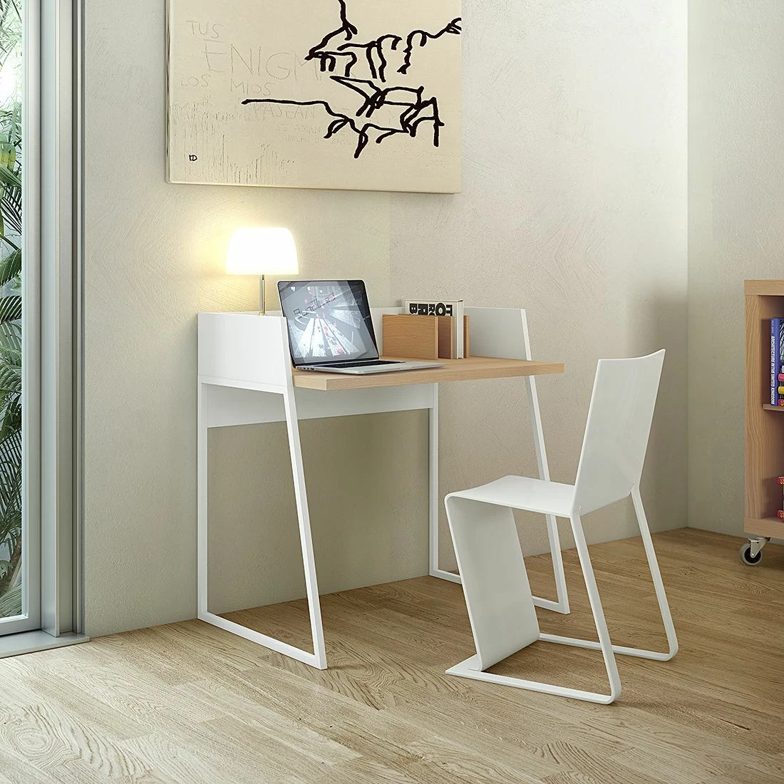 Temahome Schreibtisch Volga - Weiß / Eiche 5 Temahome Schreibtisch Volga - Weiß / Eiche – Bild 3