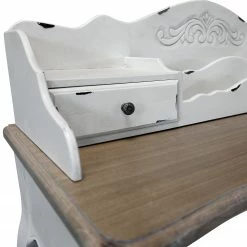 Maison Belfort Sekretär Nalovo - Paulownia teilmassiv - Paulownia Dunkel / Antik Weiß -BÜROMÖBEL Verkaufsgeschäft sekretaer braun weiss antik 4727572