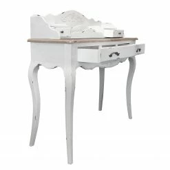 Maison Belfort Sekretär Nalovo - Paulownia teilmassiv - Paulownia Dunkel / Antik Weiß -BÜROMÖBEL Verkaufsgeschäft sekretaer braun weiss antik 4727576