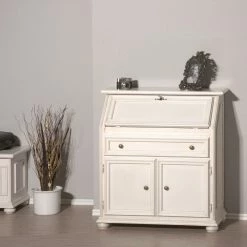 Montreux Sekretär Palermo - Antikweiß -BÜROMÖBEL Verkaufsgeschäft sekretaer palermo tulipe teilmassiv weiss 3512237