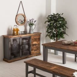 Ars manufacti Sideboard Hunter - Mango massiv / Metall - Mango / Blaugrau -BÜROMÖBEL Verkaufsgeschäft sideboard hunter mango massiv metall mango blaugrau 4715576