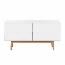 Mørteens Sideboard Lindholm V - Eiche teilmassiv - Weiß / Eiche -BÜROMÖBEL Verkaufsgeschäft sideboard lindholm v weiss matt eiche massiv 358647