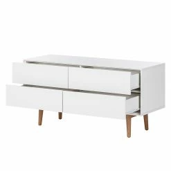Mørteens Sideboard Lindholm V - Eiche teilmassiv - Weiß / Eiche -BÜROMÖBEL Verkaufsgeschäft sideboard lindholm v weiss matt eiche massiv 358654