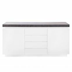 Fredriks Sideboard Namona I - Inkl. Beleuchtung - Weiß / Beton Dekor -BÜROMÖBEL Verkaufsgeschäft sideboard namona i inkl beleuchtung weiss anthrazit weiss anthrazit 3666813