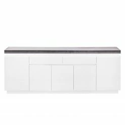 Fredriks Sideboard Namona III - Inkl. Beleuchtung - Beton Dekor / Weiß -BÜROMÖBEL Verkaufsgeschäft sideboard namona iii inkl beleuchtung weiss anthrazit weiss anthrazit 3666849