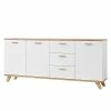 Germania Sideboard Neston II - Matt Weiß / Eiche Sanremo Dekor -BÜROMÖBEL Verkaufsgeschäft sideboard neston ii supermatt weiss eiche sanremo dekor 3908932