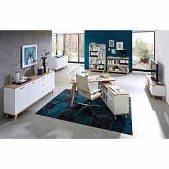 Germania Sideboard Neston II - Matt Weiß / Eiche Sanremo Dekor -BÜROMÖBEL Verkaufsgeschäft sideboard neston ii supermatt weiss eiche sonoma dekor 637578