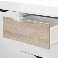 Mørteens Sideboard Sunndal - Gummibaum teilmassiv - Weiß / Eiche Hell -BÜROMÖBEL Verkaufsgeschäft sideboard sunndal gummibaum teilmassiv weiss eiche dekor 4753660