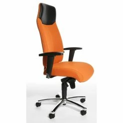 Topstar Chefsessel High Sit up - Webstoff / Echtleder - Orange / Schwarz -BÜROMÖBEL Verkaufsgeschäft topstar high sit up chefsessel bezug stoff echtleder verschiedene farben m ts ast 0075 4