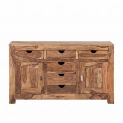 Wolf-Möbel Sideboard Yoga II - Sheesham massiv - Natur -BÜROMÖBEL Verkaufsgeschäft yoga kommode sheesham holz geoelt 6 schubladen 1240611
